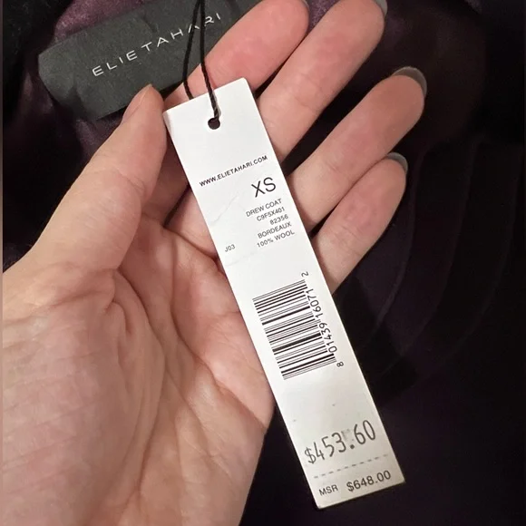 Elie Tahari Drew Coat Bordeaux 100% Wool Jacket - Picture 3 of 3